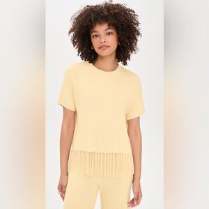 EUC Splendid yellow fringe knit top & ankle Pants - small- yellow- resort summer